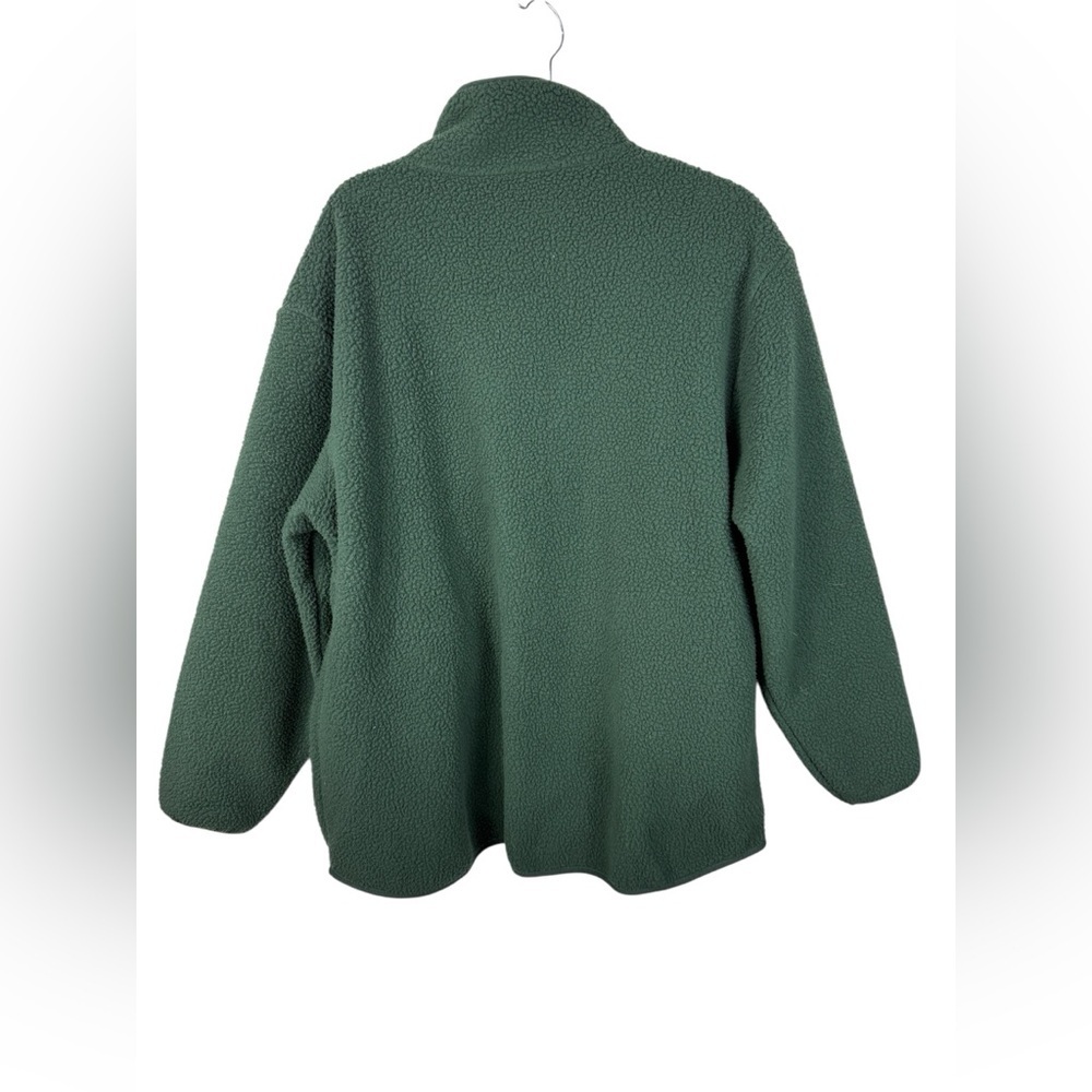 Lands' End women’s Cozy Sherpa Fleece green zip up jacket. Size large 14-16. - Picture 2 of 6